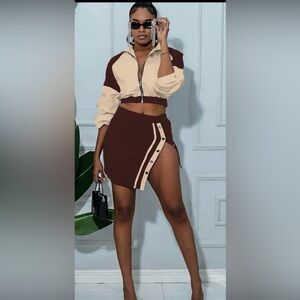 Stylish Brown and Cream Women's Skirt